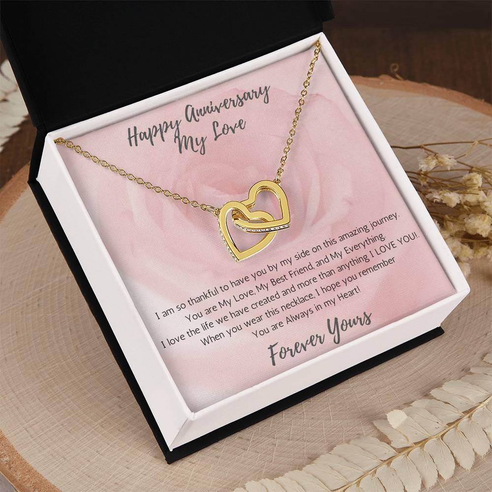 Wife Two-Hearts Necklace for Anniversary My Everything - Rose