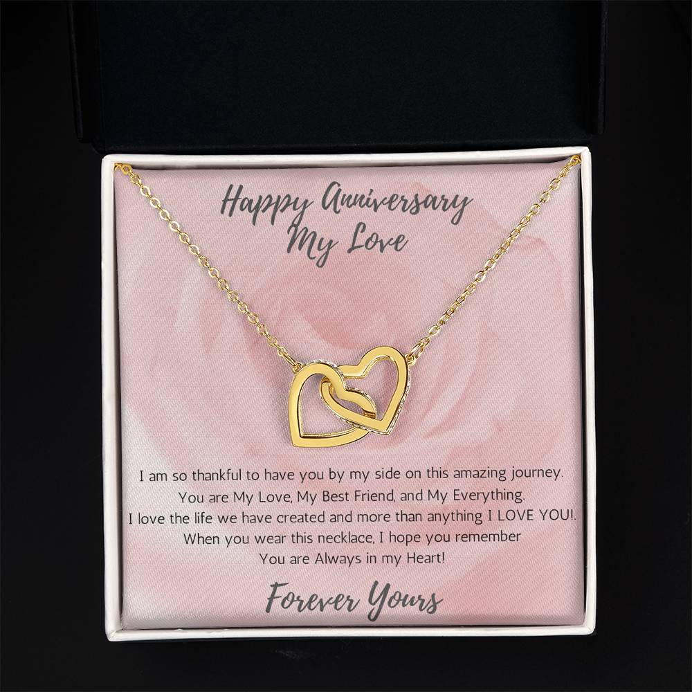 Wife Two-Hearts Necklace for Anniversary My Everything - Rose