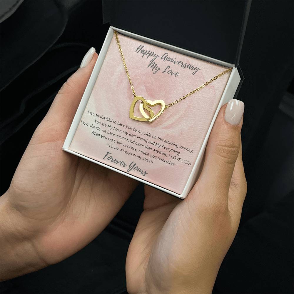 Wife Two-Hearts Necklace for Anniversary My Everything - Rose