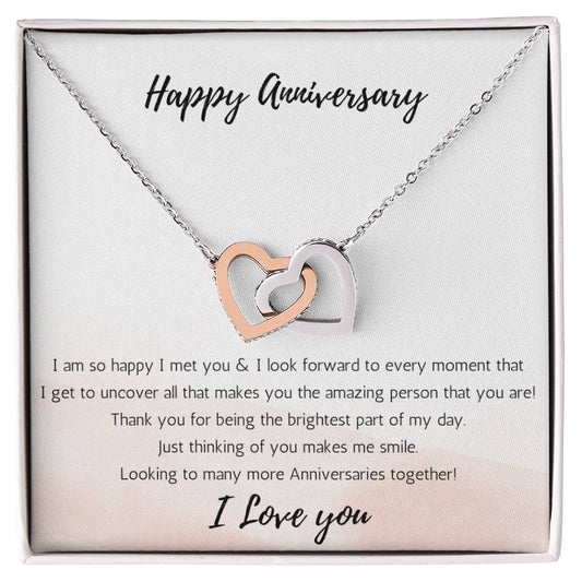 Young Love Anniversary Interlocking Heart Necklace Uncover - White