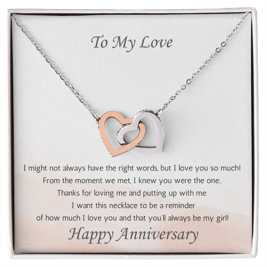 Wife Two-Hearts Necklace for Anniversary My Girl - White