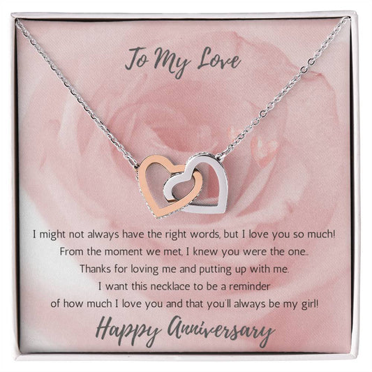 Wife Two-Hearts Necklace for Anniversary My Girl - Rose