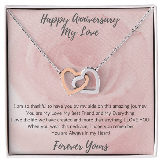 Wife Two-Hearts Necklace for Anniversary My Everything - Rose