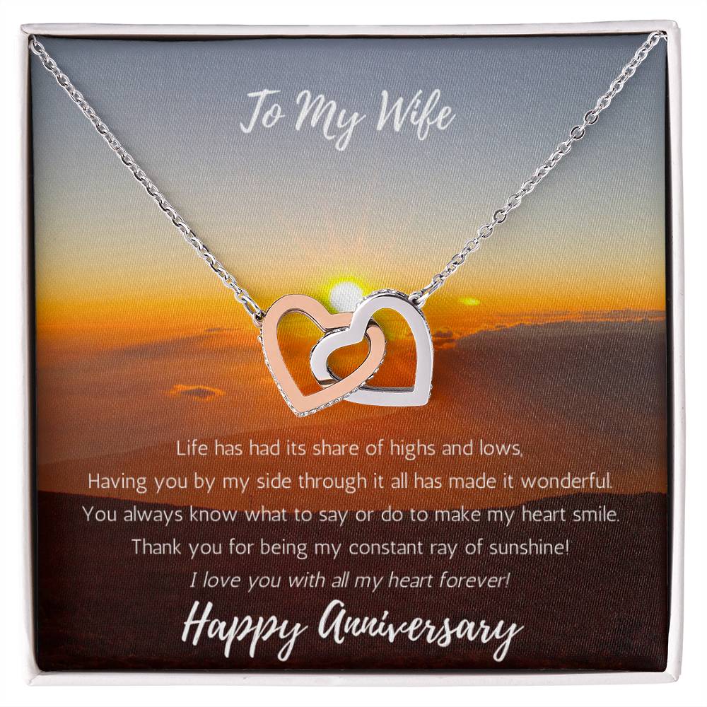 Wife Anniversary Interlocking Heart Necklace Sunshine