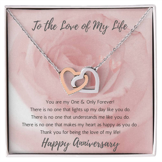 Wife Two Hearts Necklace Anniversary One & Only - Rose