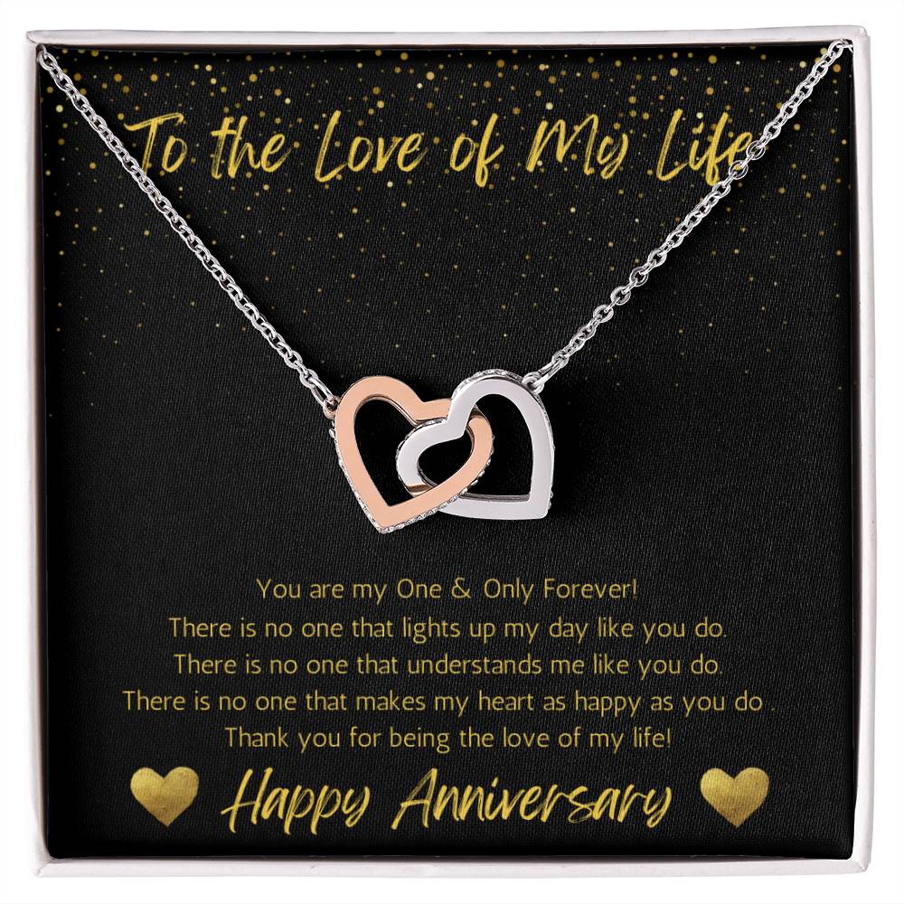 Wife Two Hearts Necklace Anniversary One & Only - Black