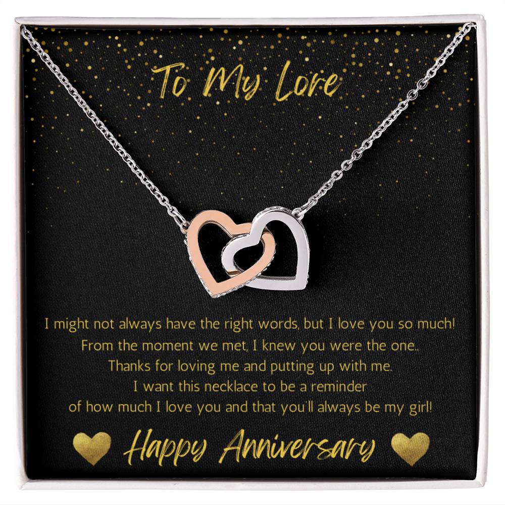 Wife Two Hearts Necklace Anniversary My Girl -  -Black