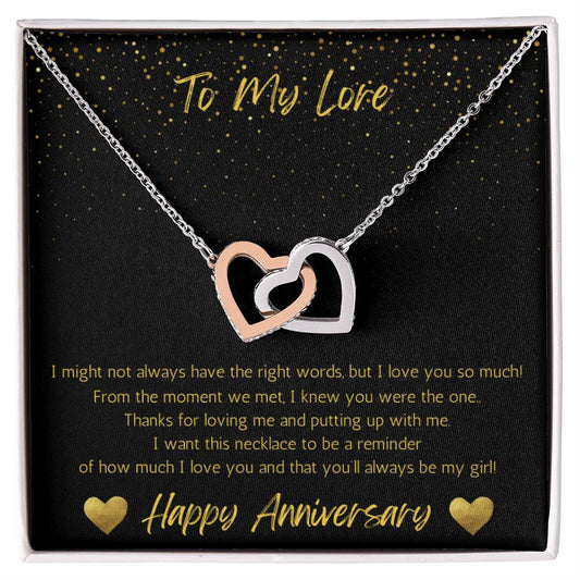 Wife Two Hearts Necklace Anniversary My Girl -  -Black