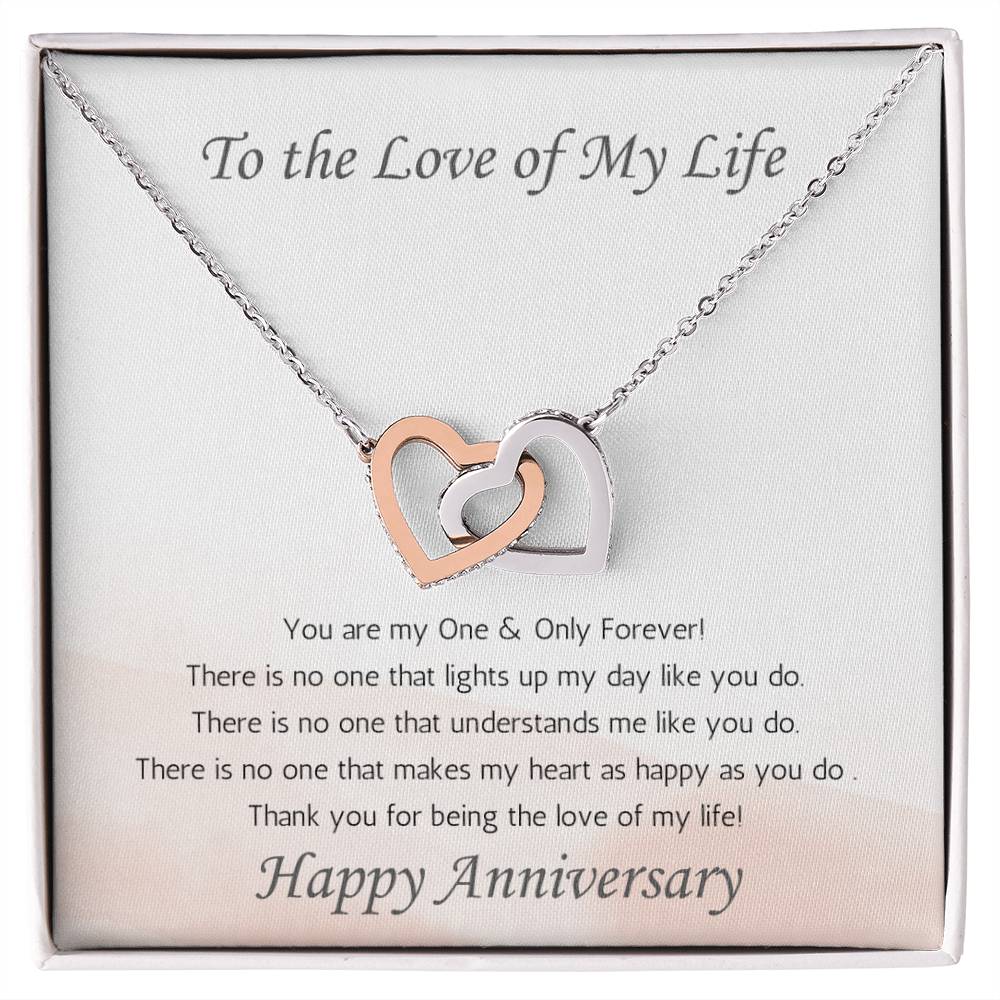 Wife Two Hearts Necklace Anniversary One & Only - White