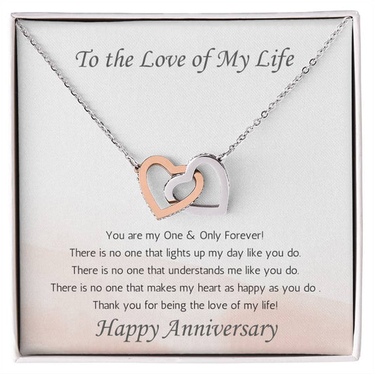 Wife Two Hearts Necklace Anniversary One & Only - White