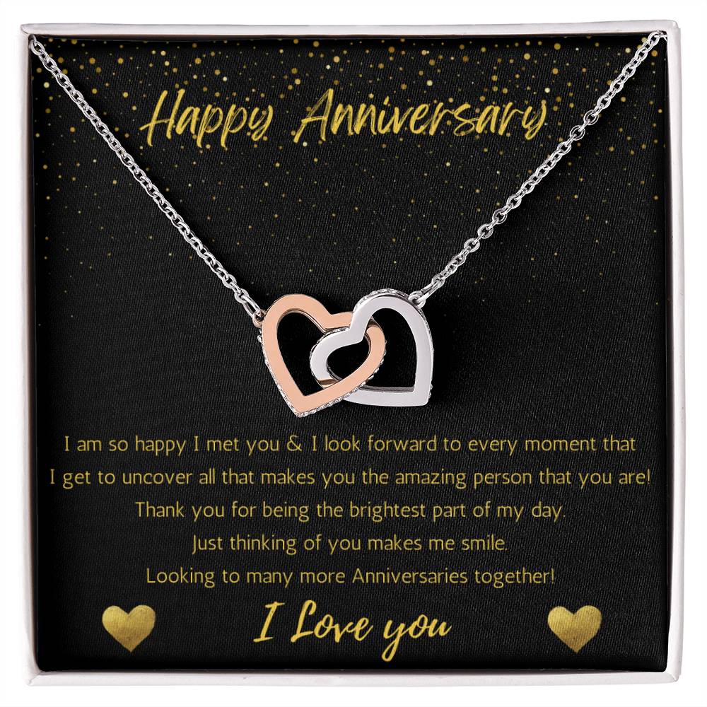 Young Love Anniversary Interlocking Heart Necklace Uncover - Black