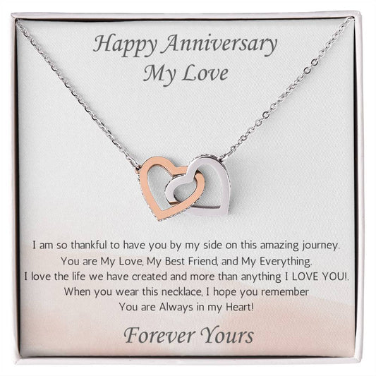 Wife Two-Hearts Necklace for Anniversary My Everything - White