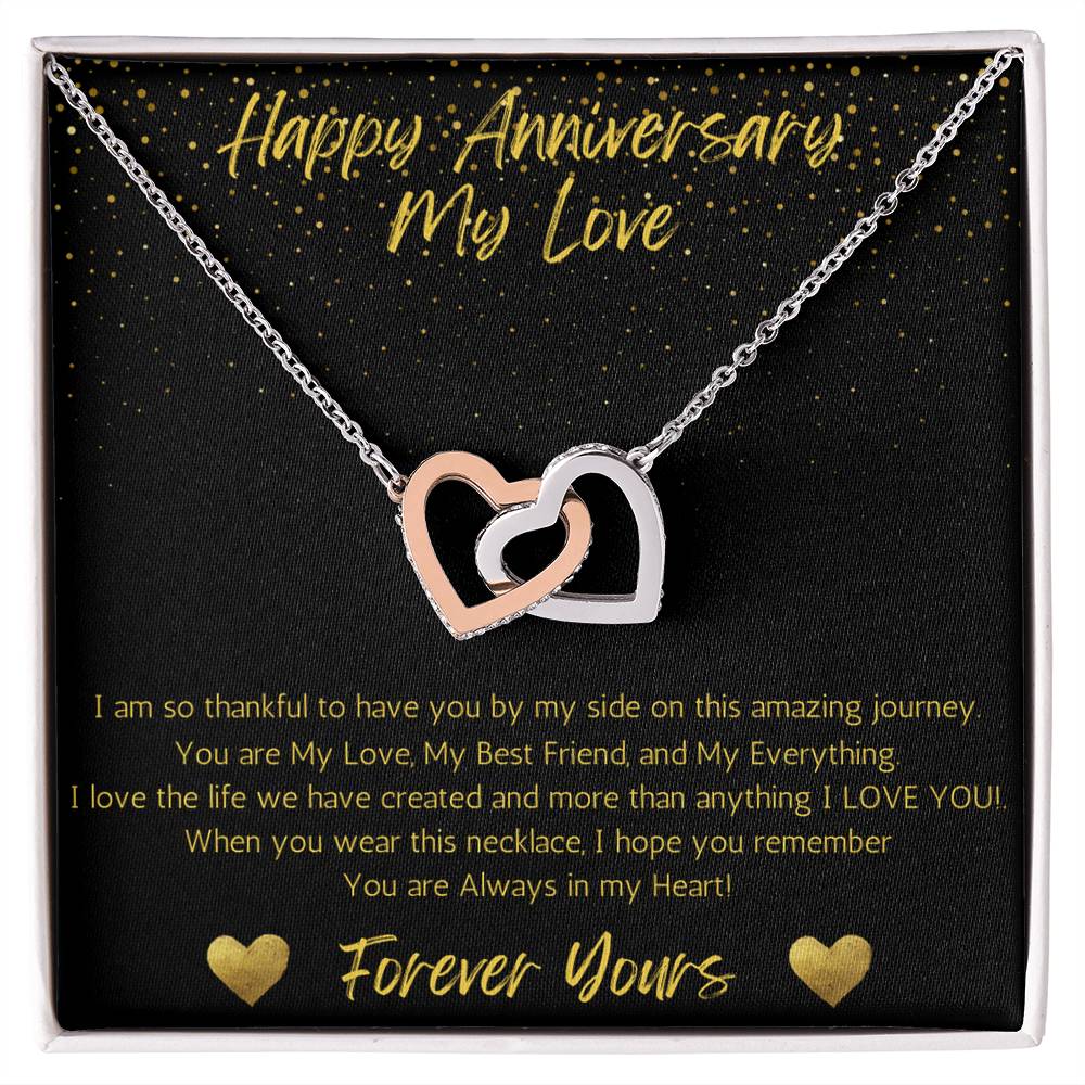 Wife Two Hearts Necklace Anniversary My Everything -Black