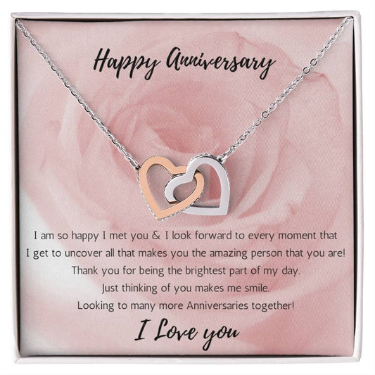 Young Love Anniversary Interlocking Heart Necklace Uncover - Rose