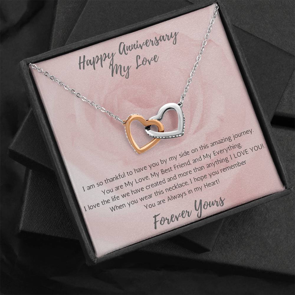 Wife Two-Hearts Necklace for Anniversary My Everything - Rose