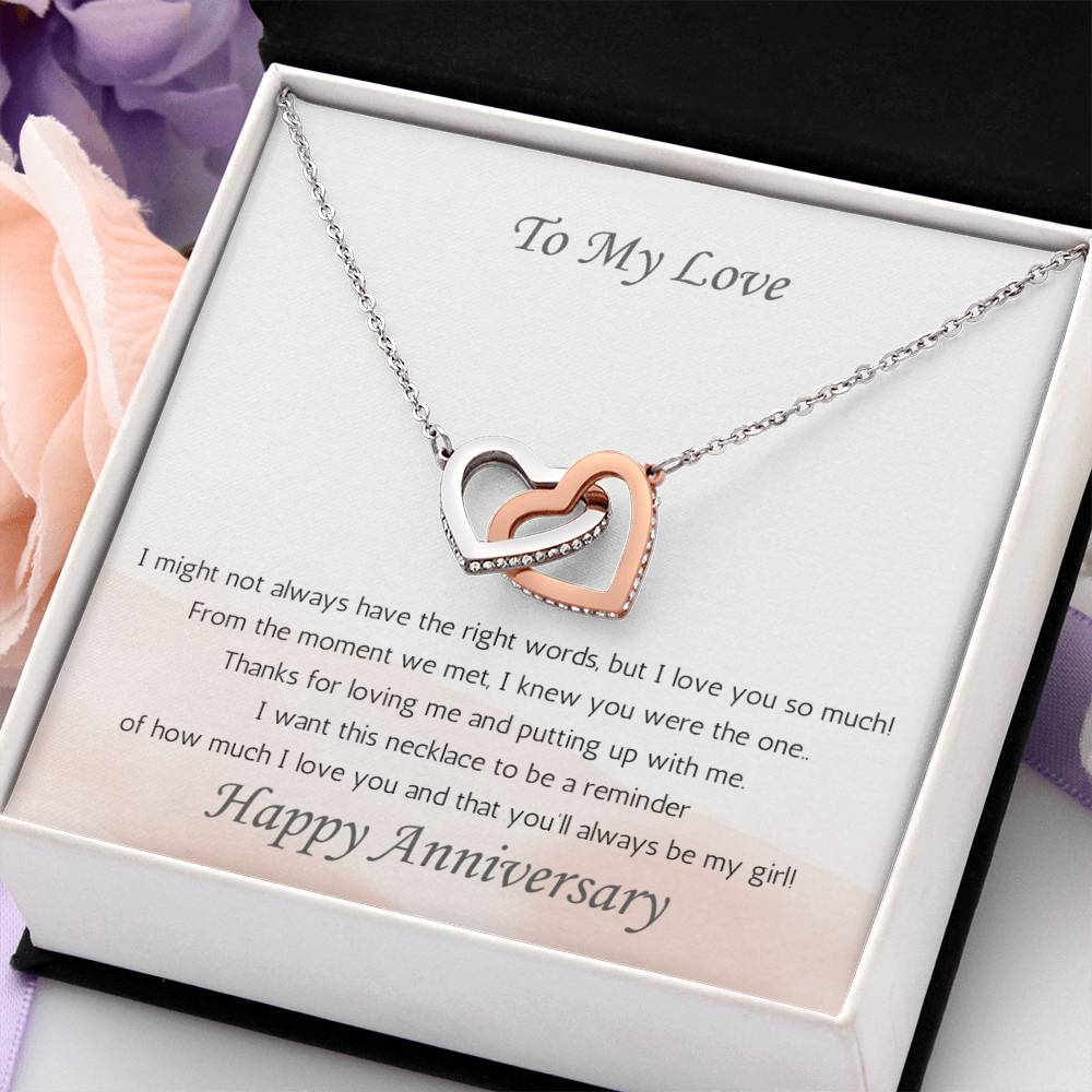 Wife Two-Hearts Necklace for Anniversary My Girl - White