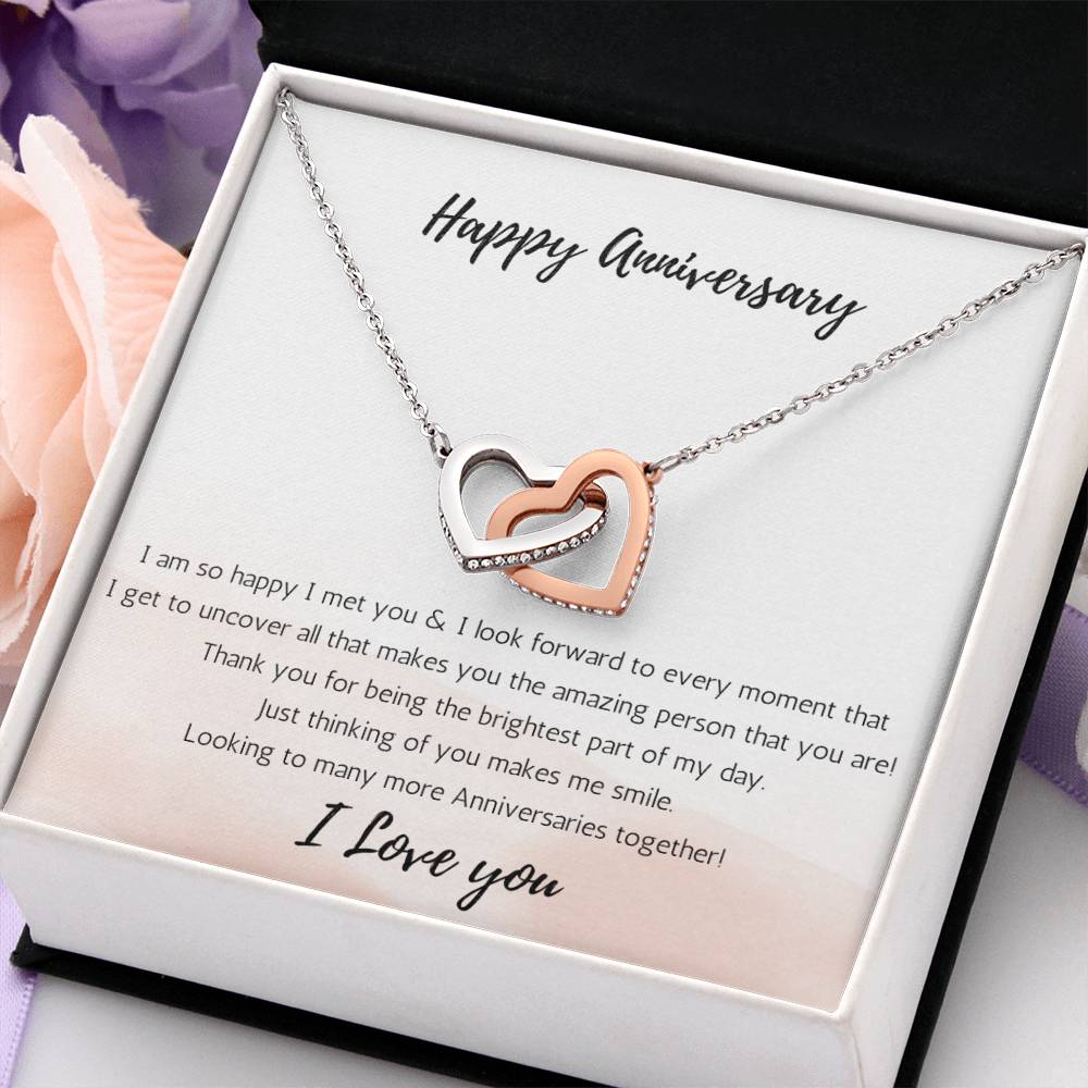 Young Love Anniversary Interlocking Heart Necklace Uncover - White