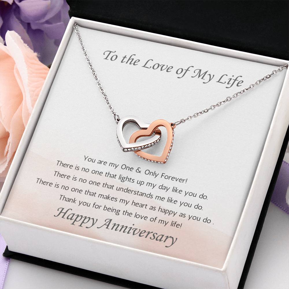 Wife Two Hearts Necklace Anniversary One & Only - White