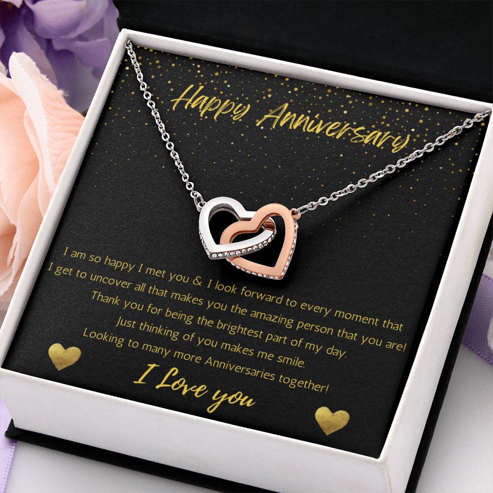 Young Love Anniversary Interlocking Heart Necklace Uncover - Black