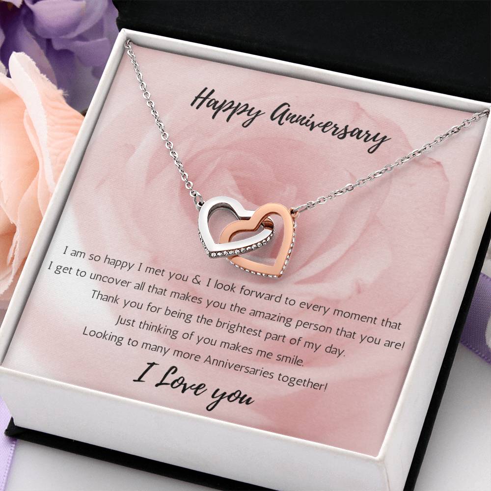 Young Love Anniversary Interlocking Heart Necklace Uncover - Rose