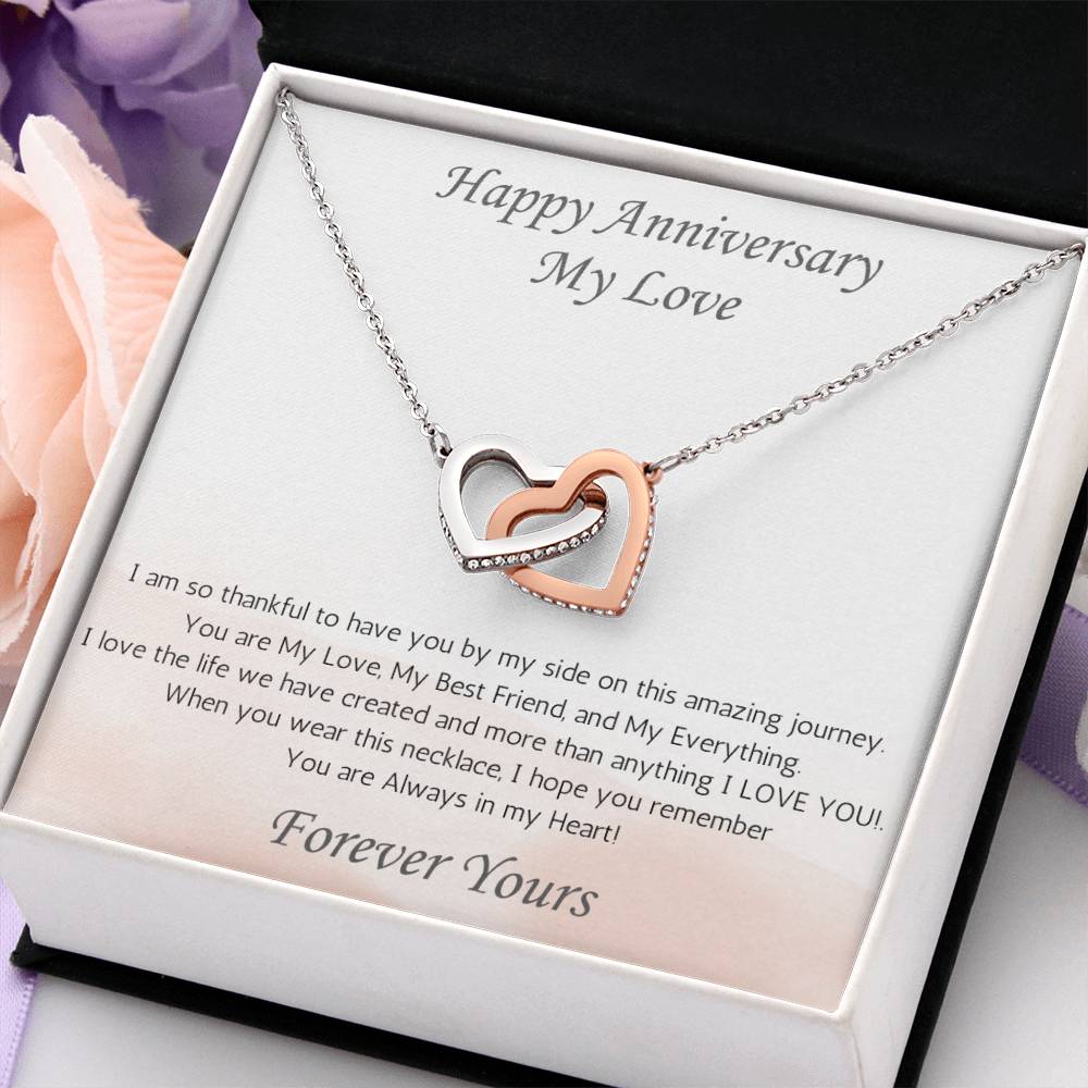 Wife Two-Hearts Necklace for Anniversary My Everything - White