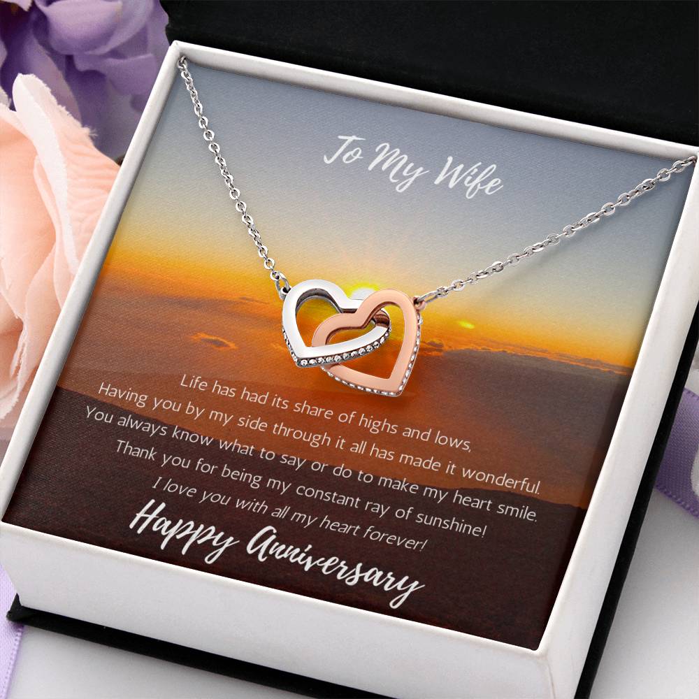 Wife Anniversary Interlocking Heart Necklace Sunshine