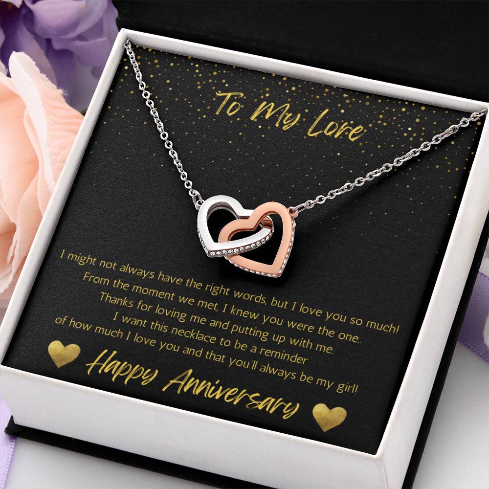 Wife Two Hearts Necklace Anniversary My Girl -  -Black