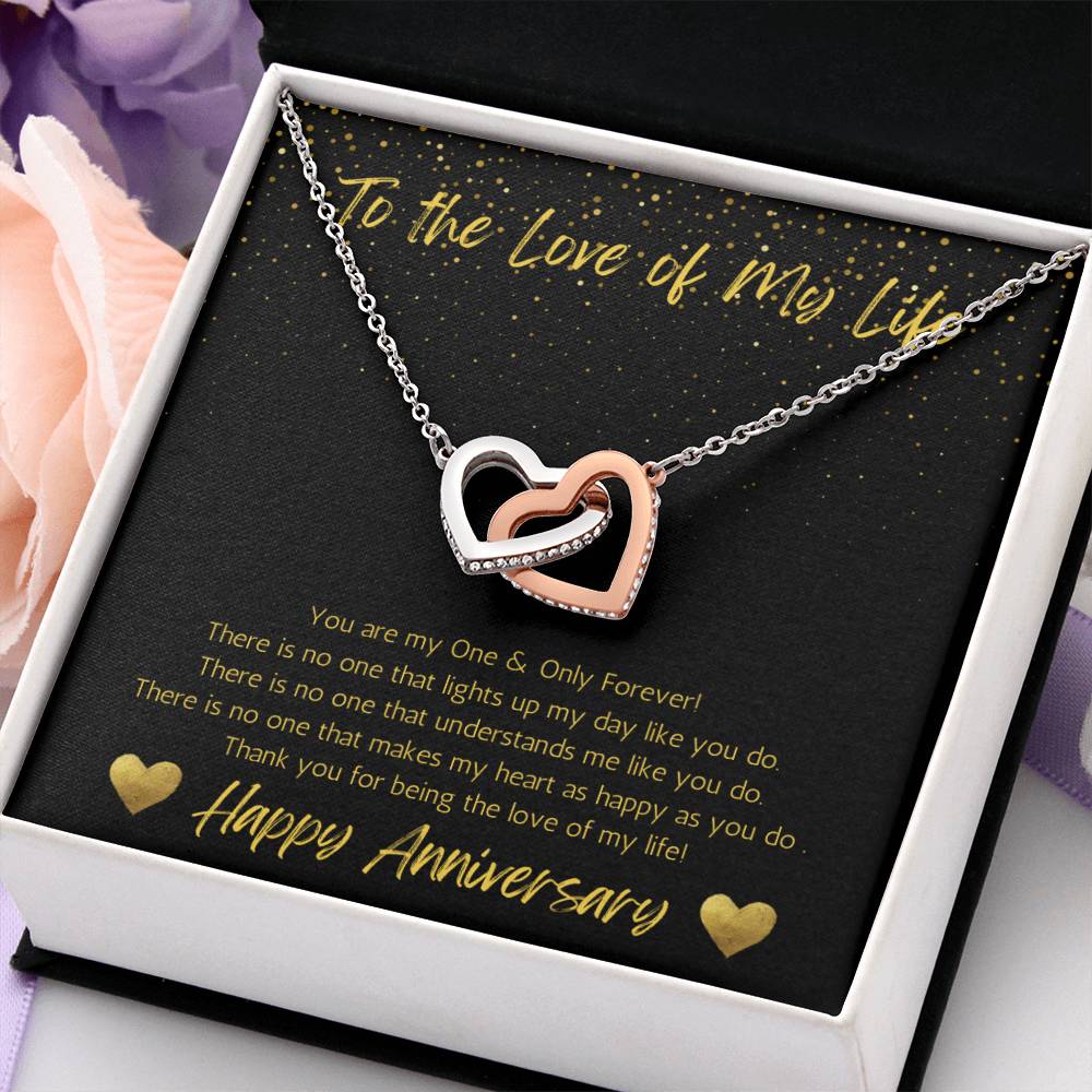 Wife Two Hearts Necklace Anniversary One & Only - Black