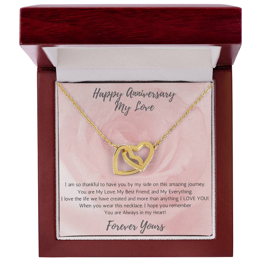 Wife Two-Hearts Necklace for Anniversary My Everything - Rose