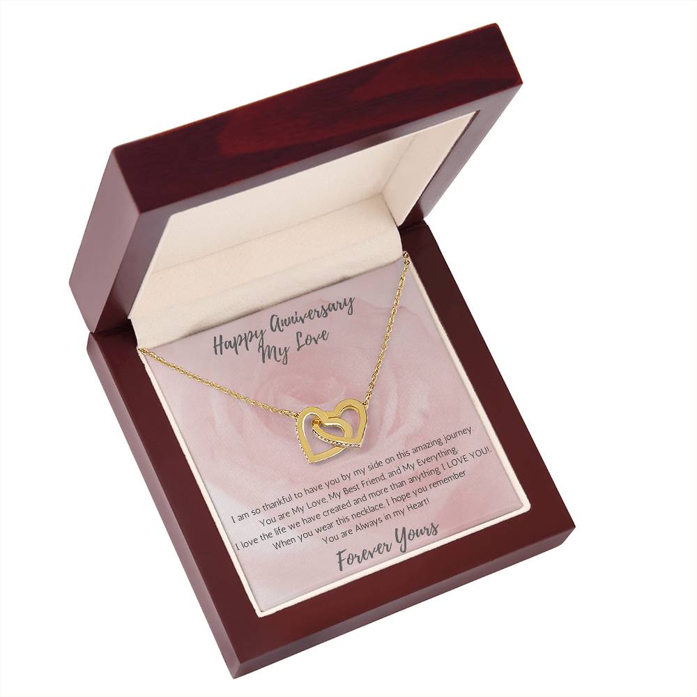 Wife Two-Hearts Necklace for Anniversary My Everything - Rose