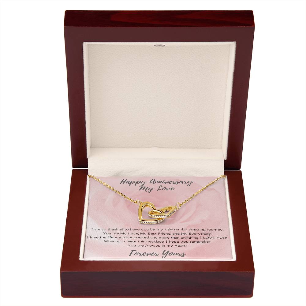 Wife Two-Hearts Necklace for Anniversary My Everything - Rose