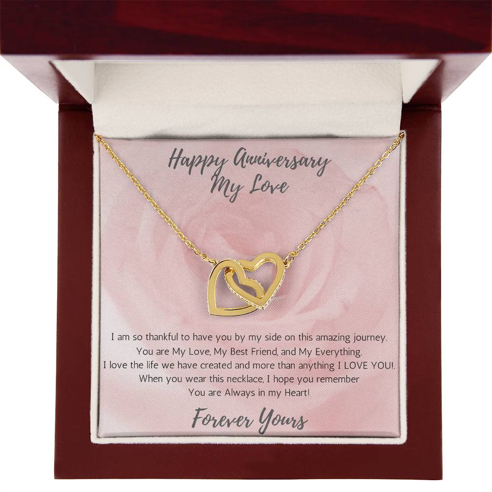 Wife Two-Hearts Necklace for Anniversary My Everything - Rose