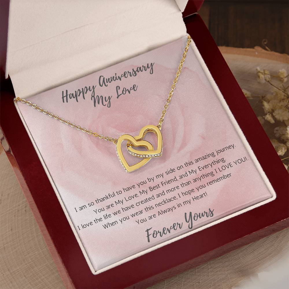 Wife Two-Hearts Necklace for Anniversary My Everything - Rose