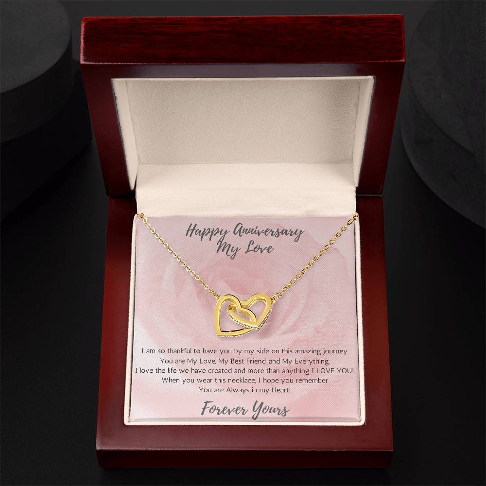 Wife Two-Hearts Necklace for Anniversary My Everything - Rose