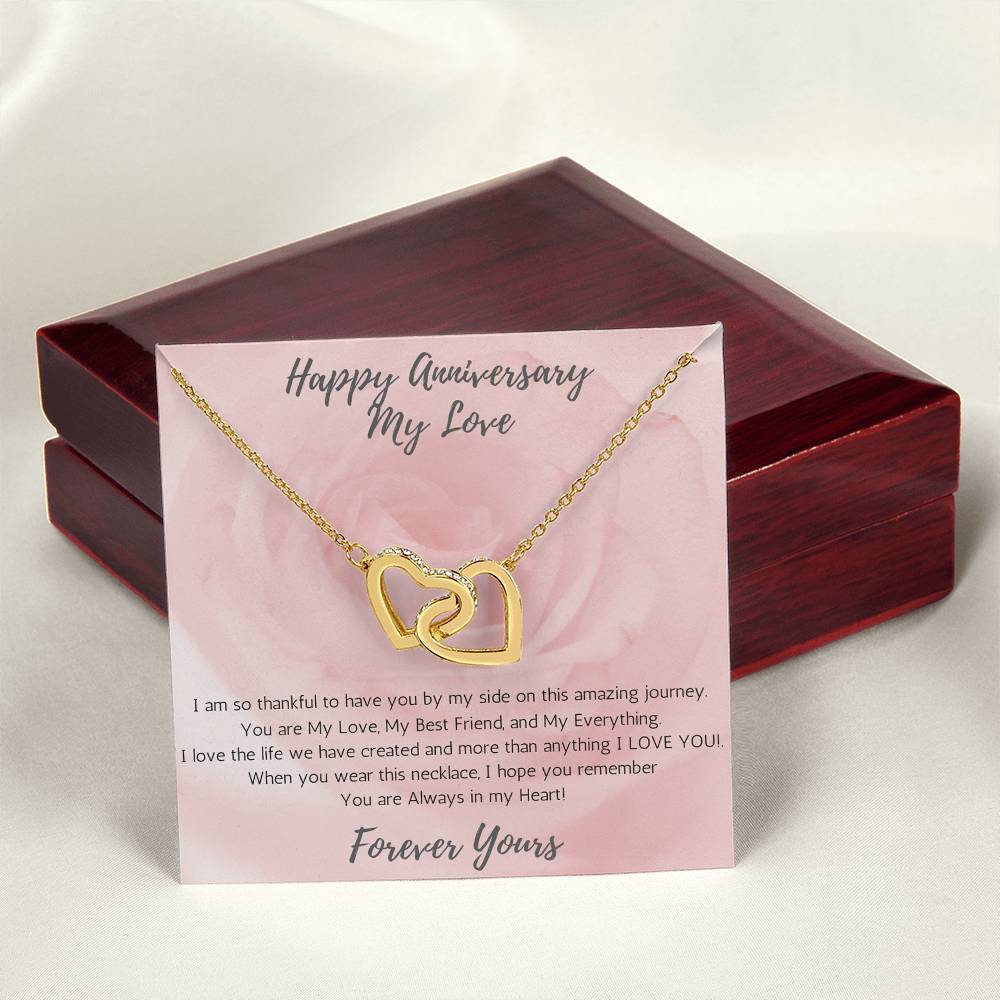 Wife Two-Hearts Necklace for Anniversary My Everything - Rose