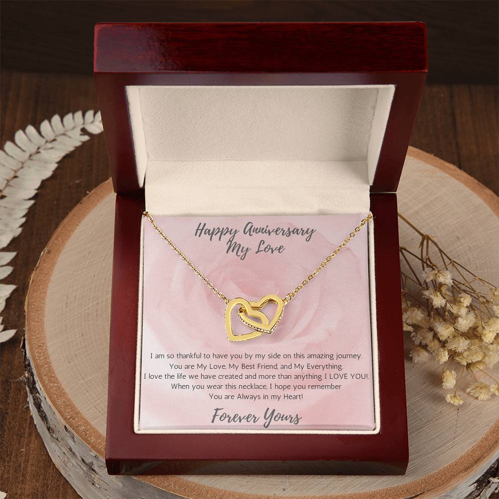 Wife Two-Hearts Necklace for Anniversary My Everything - Rose