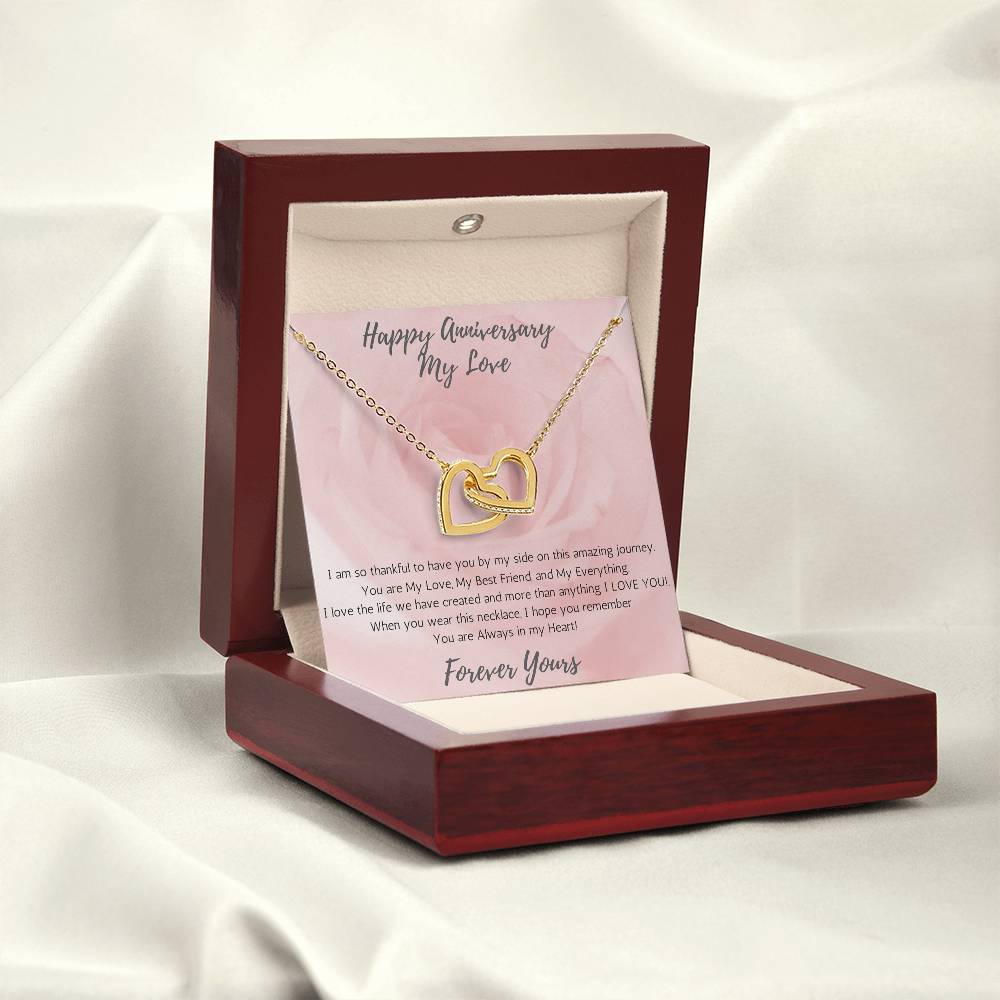 Wife Two-Hearts Necklace for Anniversary My Everything - Rose