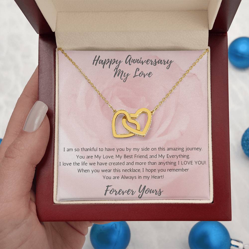 Wife Two-Hearts Necklace for Anniversary My Everything - Rose