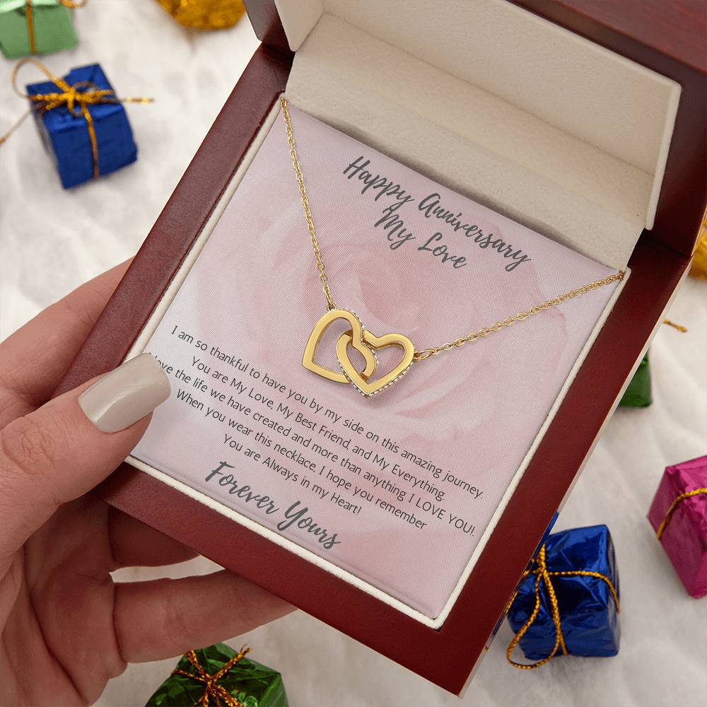 Wife Two-Hearts Necklace for Anniversary My Everything - Rose