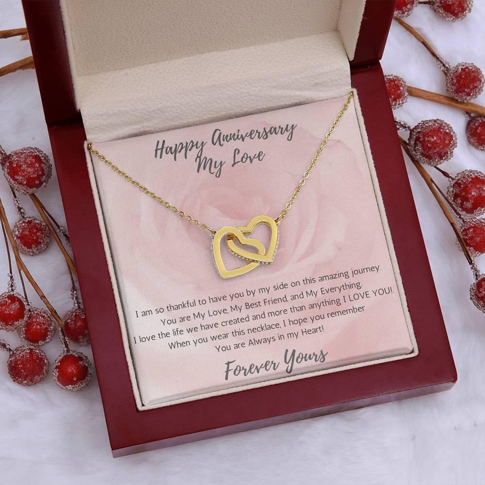 Wife Two-Hearts Necklace for Anniversary My Everything - Rose