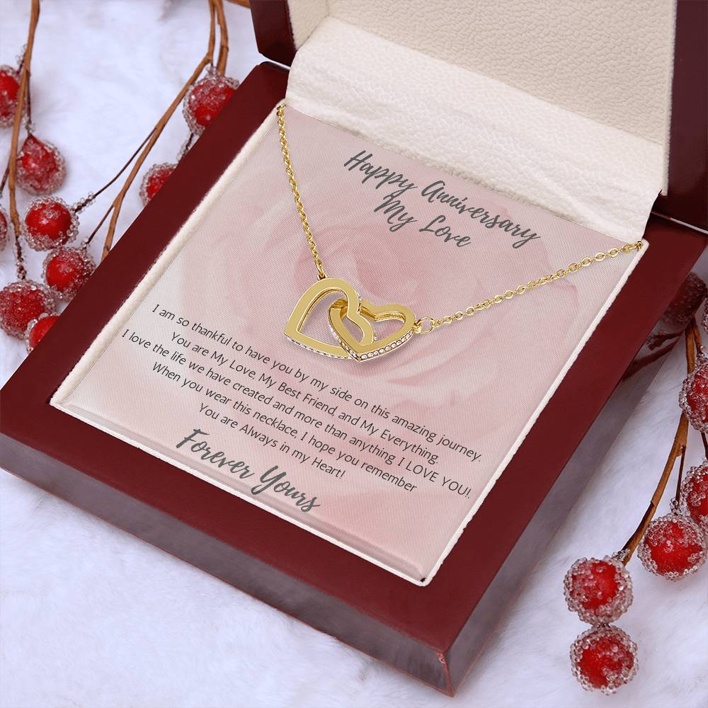 Wife Two-Hearts Necklace for Anniversary My Everything - Rose