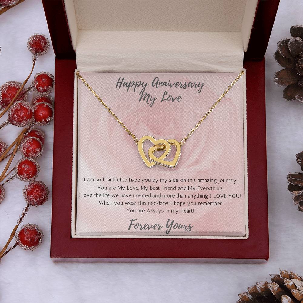 Wife Two-Hearts Necklace for Anniversary My Everything - Rose