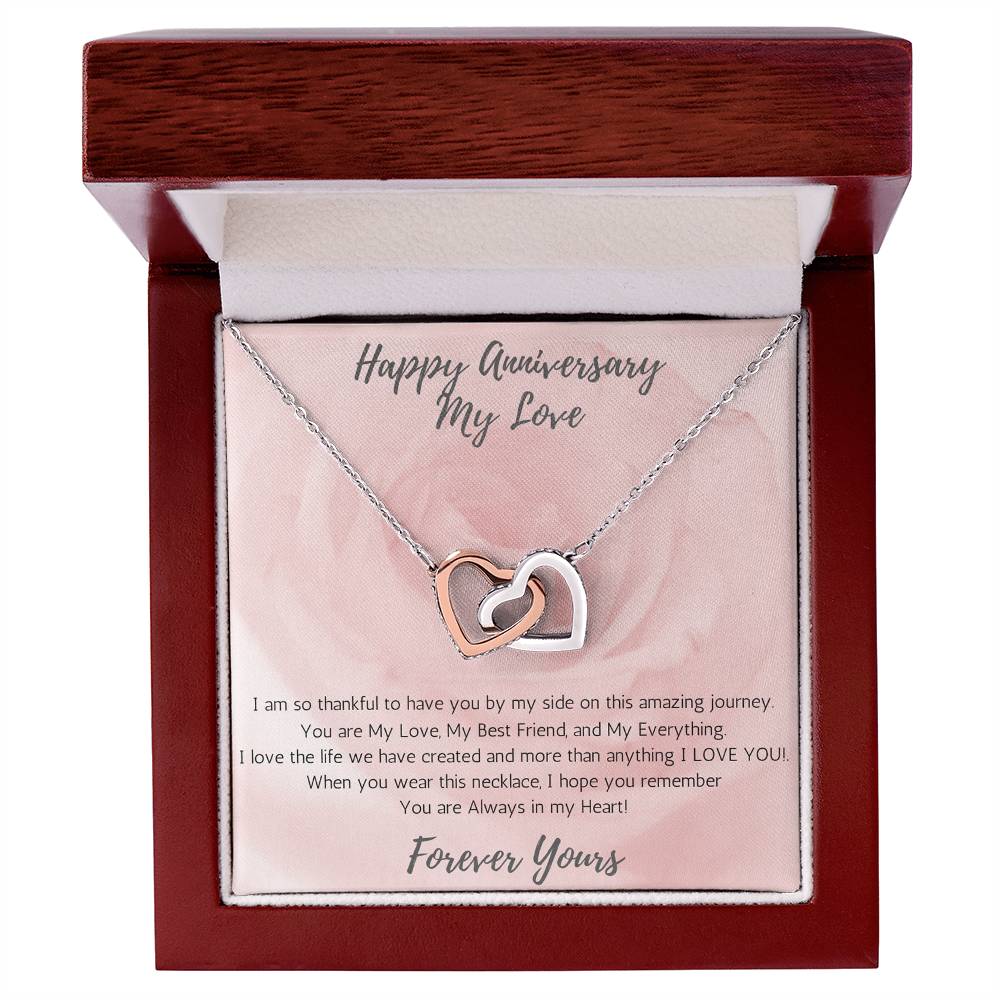 Wife Two-Hearts Necklace for Anniversary My Everything - Rose