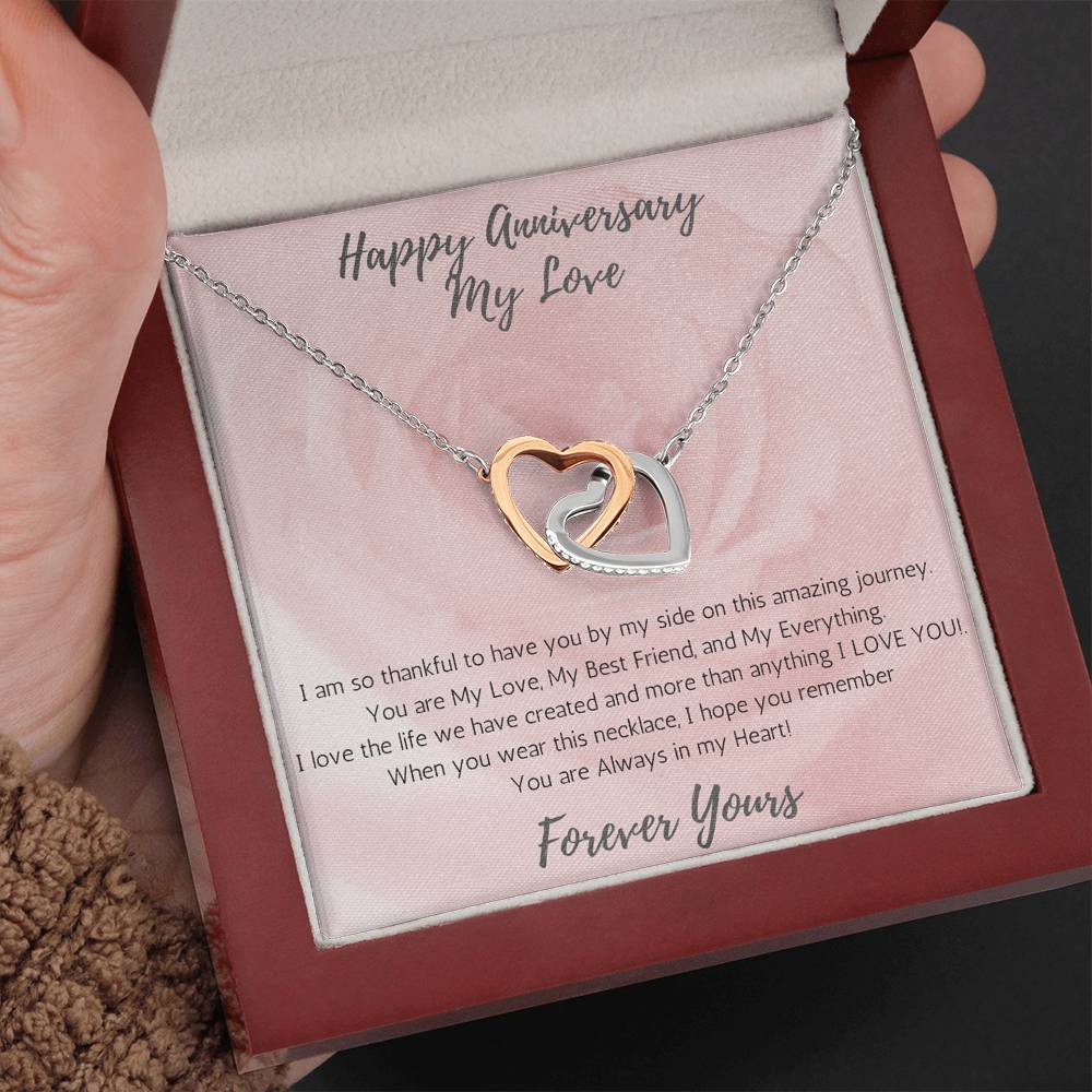 Wife Two-Hearts Necklace for Anniversary My Everything - Rose