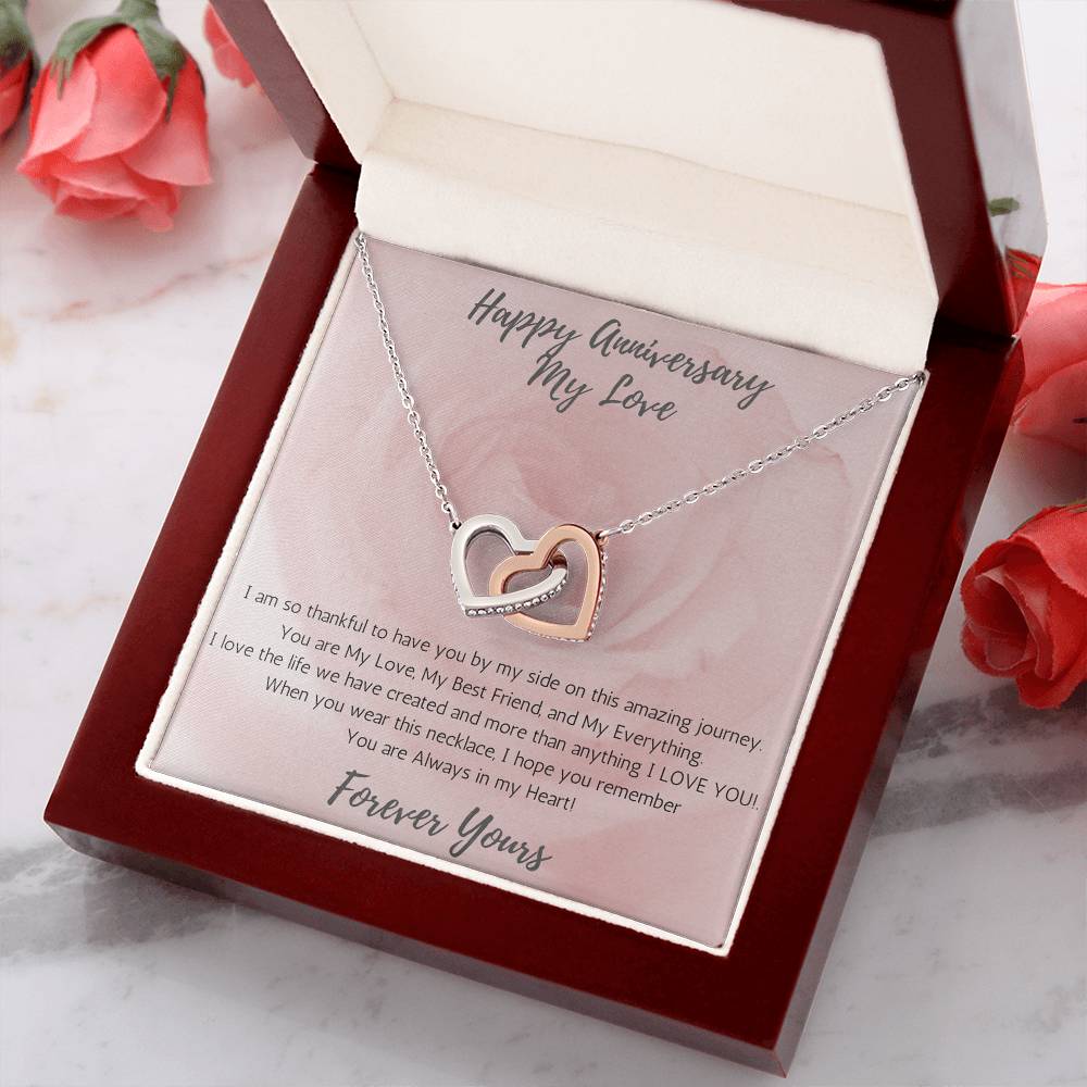 Wife Two-Hearts Necklace for Anniversary My Everything - Rose