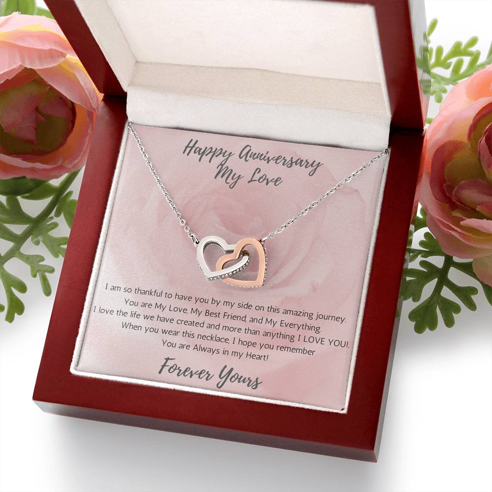 Wife Two-Hearts Necklace for Anniversary My Everything - Rose