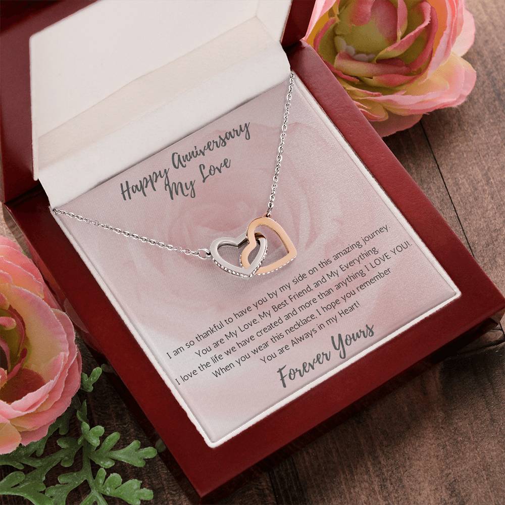 Wife Two-Hearts Necklace for Anniversary My Everything - Rose