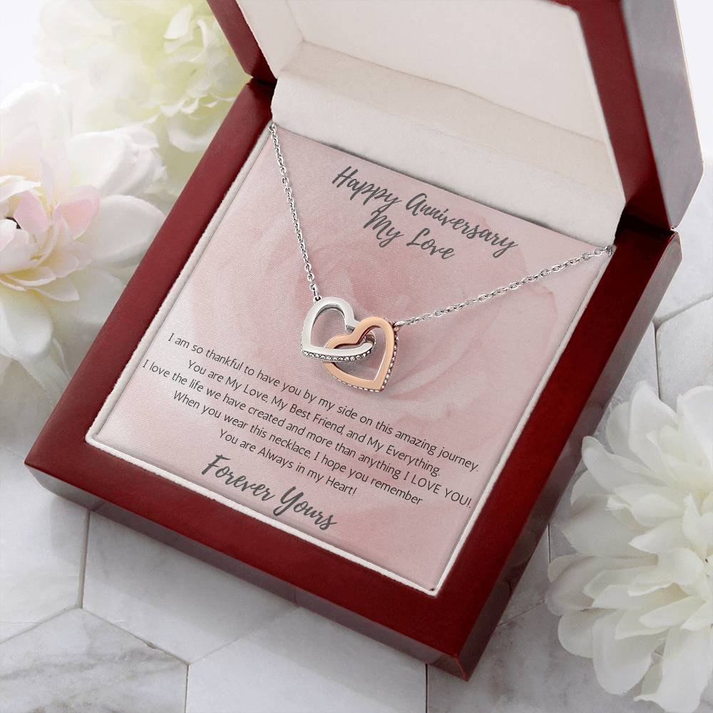 Wife Two-Hearts Necklace for Anniversary My Everything - Rose