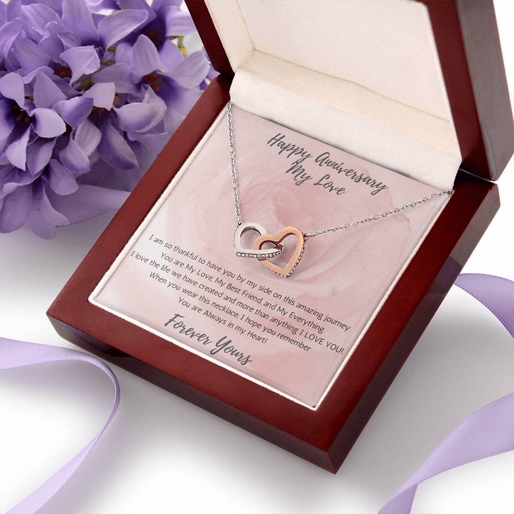 Wife Two-Hearts Necklace for Anniversary My Everything - Rose