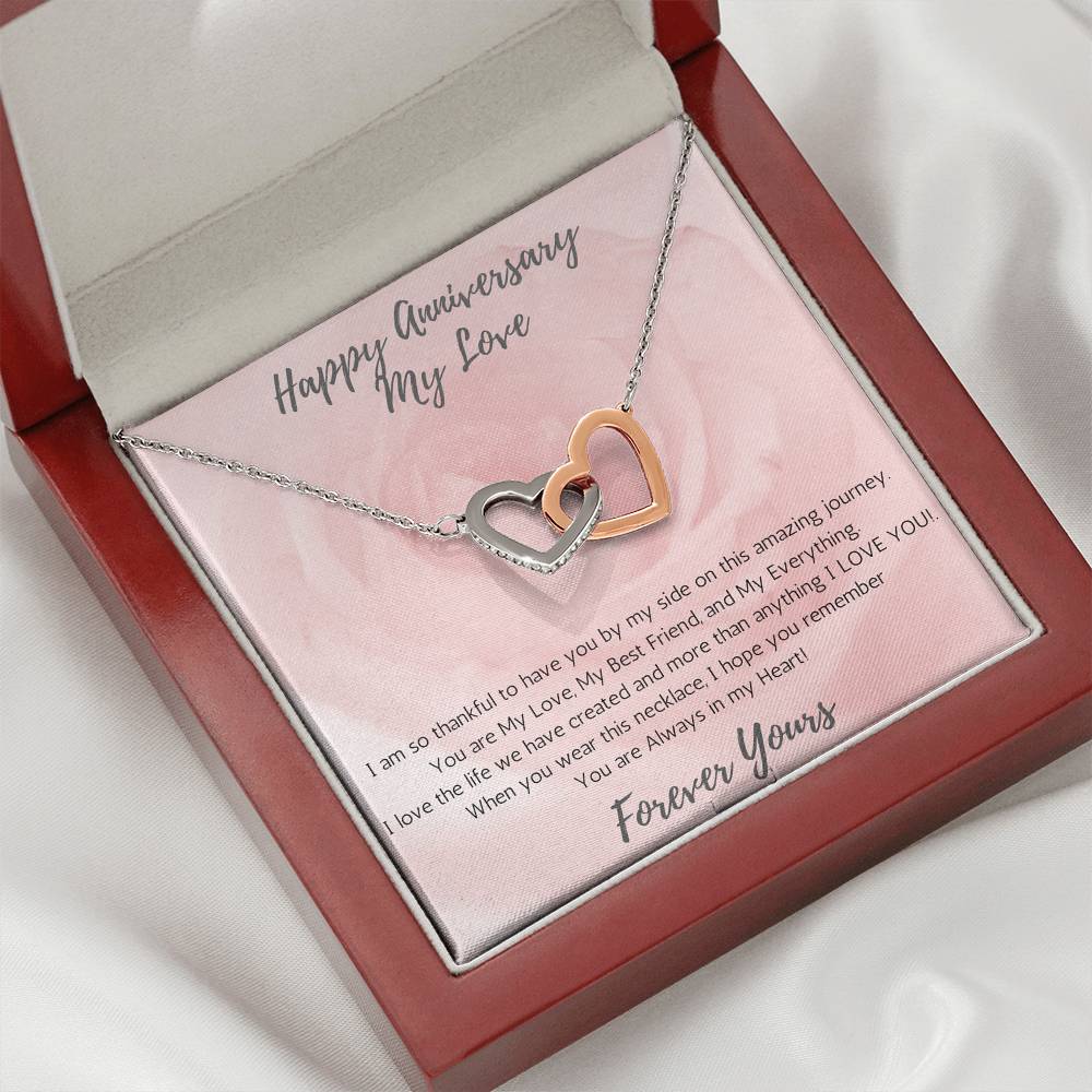 Wife Two-Hearts Necklace for Anniversary My Everything - Rose